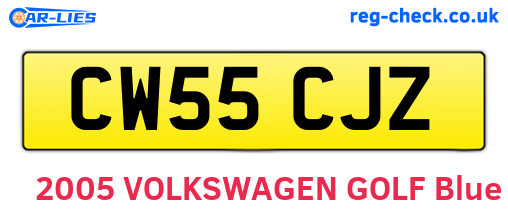 CW55CJZ are the vehicle registration plates.