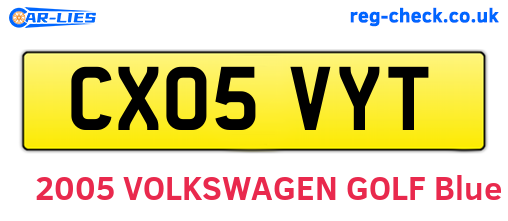 CX05VYT are the vehicle registration plates.