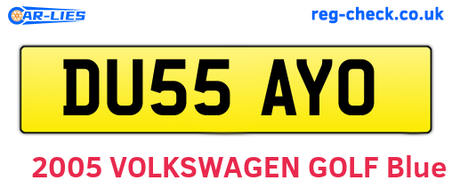 DU55AYO are the vehicle registration plates.