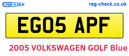 EG05APF are the vehicle registration plates.