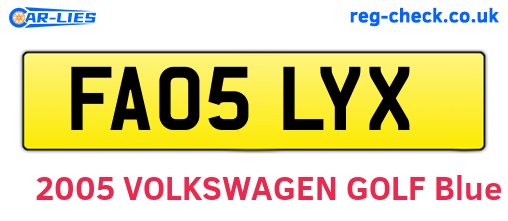 FA05LYX are the vehicle registration plates.