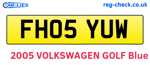 FH05YUW are the vehicle registration plates.