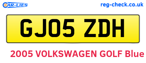 GJ05ZDH are the vehicle registration plates.