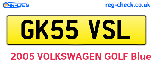 GK55VSL are the vehicle registration plates.