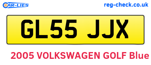 GL55JJX are the vehicle registration plates.