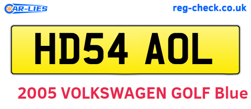 HD54AOL are the vehicle registration plates.