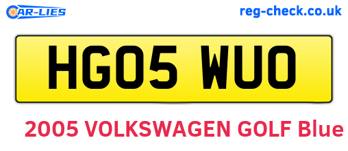 HG05WUO are the vehicle registration plates.