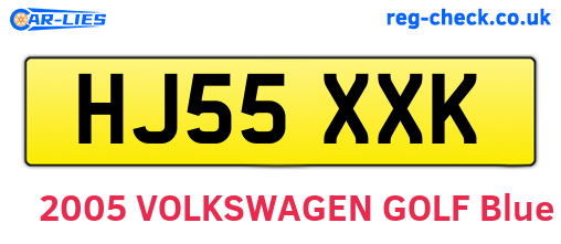 HJ55XXK are the vehicle registration plates.