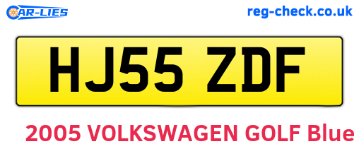 HJ55ZDF are the vehicle registration plates.