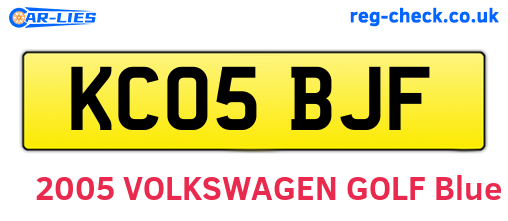KC05BJF are the vehicle registration plates.