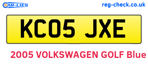 KC05JXE are the vehicle registration plates.