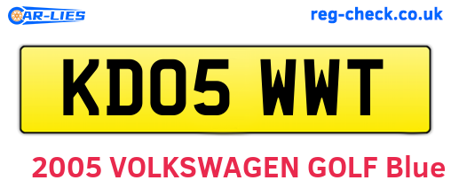 KD05WWT are the vehicle registration plates.