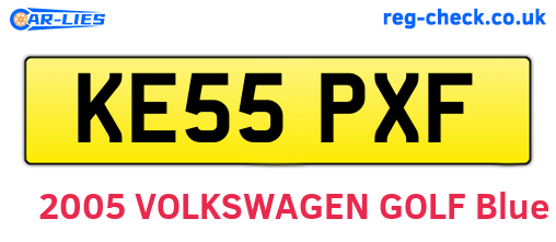 KE55PXF are the vehicle registration plates.