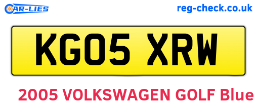 KG05XRW are the vehicle registration plates.