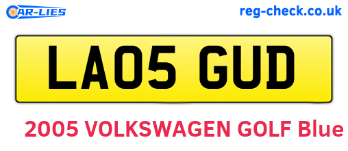 LA05GUD are the vehicle registration plates.