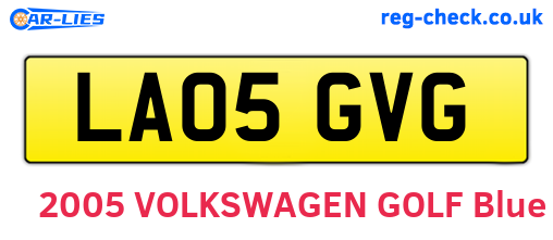 LA05GVG are the vehicle registration plates.