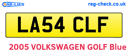 LA54CLF are the vehicle registration plates.