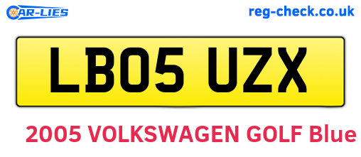 LB05UZX are the vehicle registration plates.