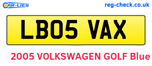 LB05VAX are the vehicle registration plates.