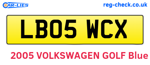 LB05WCX are the vehicle registration plates.