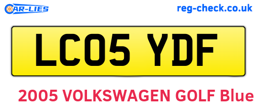 LC05YDF are the vehicle registration plates.