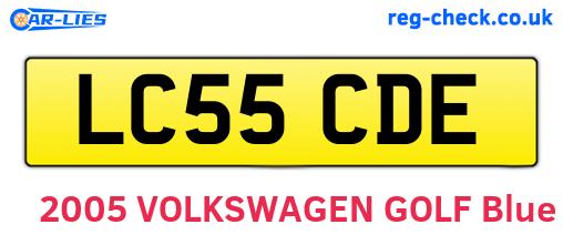 LC55CDE are the vehicle registration plates.