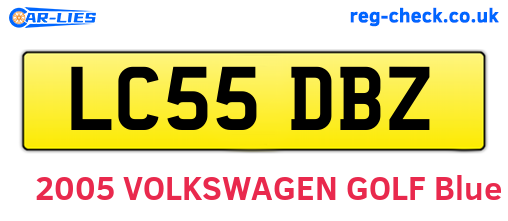 LC55DBZ are the vehicle registration plates.