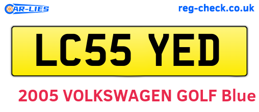 LC55YED are the vehicle registration plates.