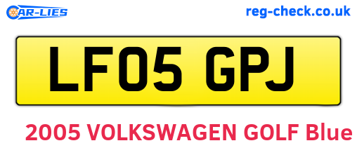 LF05GPJ are the vehicle registration plates.