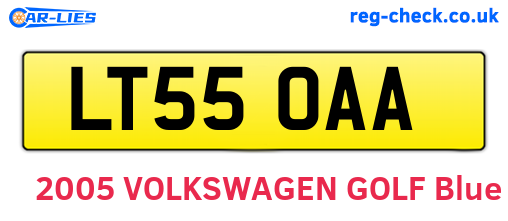 LT55OAA are the vehicle registration plates.