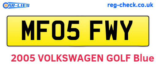 MF05FWY are the vehicle registration plates.
