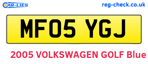 MF05YGJ are the vehicle registration plates.