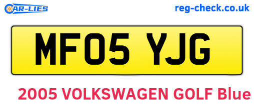 MF05YJG are the vehicle registration plates.