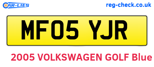 MF05YJR are the vehicle registration plates.
