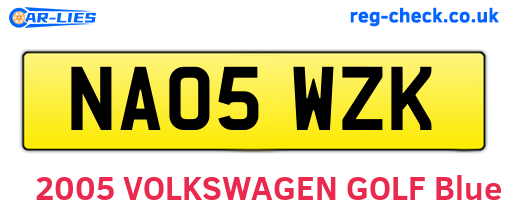 NA05WZK are the vehicle registration plates.