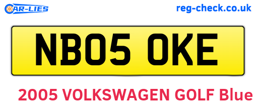 NB05OKE are the vehicle registration plates.