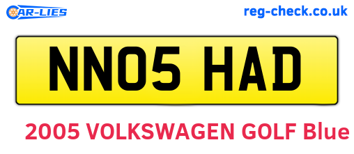NN05HAD are the vehicle registration plates.