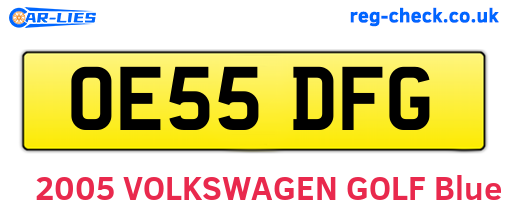 OE55DFG are the vehicle registration plates.