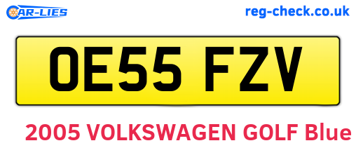 OE55FZV are the vehicle registration plates.