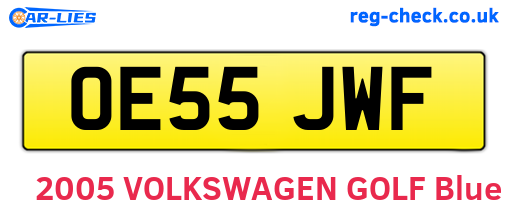 OE55JWF are the vehicle registration plates.
