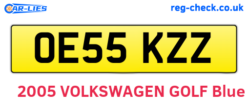 OE55KZZ are the vehicle registration plates.