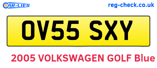 OV55SXY are the vehicle registration plates.