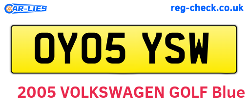 OY05YSW are the vehicle registration plates.