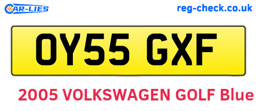 OY55GXF are the vehicle registration plates.
