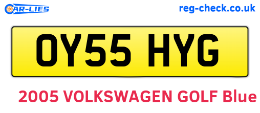OY55HYG are the vehicle registration plates.