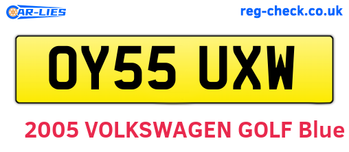 OY55UXW are the vehicle registration plates.