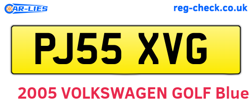 PJ55XVG are the vehicle registration plates.