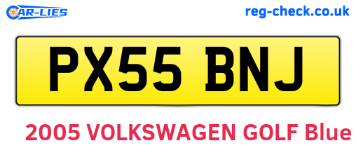 PX55BNJ are the vehicle registration plates.