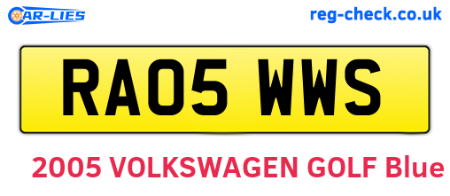 RA05WWS are the vehicle registration plates.