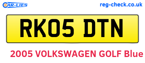 RK05DTN are the vehicle registration plates.